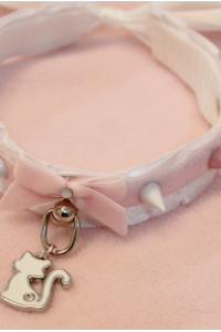 Pink and White Kitten Collar 
