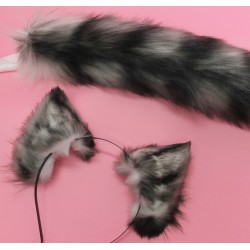 18" Silver Tabby Kitten Tail (Airbrushed)