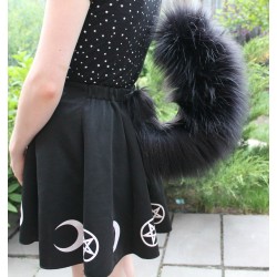 Black Siberian Cat Tail 4" Faux Fur Length!