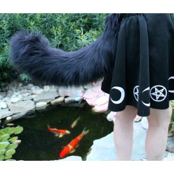 Black Siberian Cat Tail 4" Faux Fur Length!