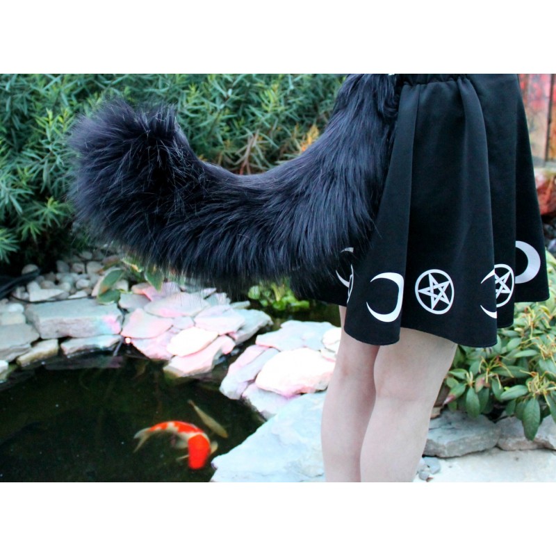 Black Siberian Cat Tail 4" Faux Fur Length!