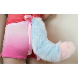 18" Cotton Candy Fox Tail (Blue/Pink)