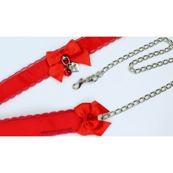 Red Lace Collar  & Leash Set (Buckled)
