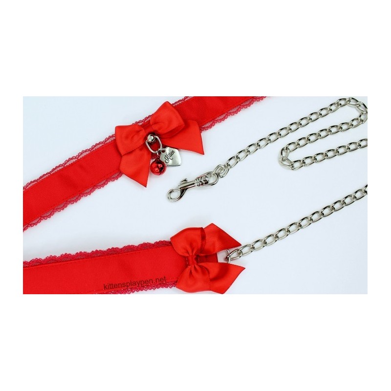 Red Lace Collar  & Leash Set (Buckled)