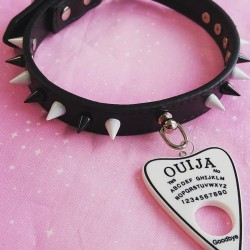 Black & White Ouija Collar (Faux Leather)