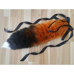30" Red Fox Tail (Airbrushed/White Tip)