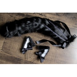 Black Polka Dot Cat Set