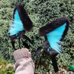 Black and Teal Puppy Ears...