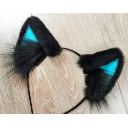 Black and Teal Kitten Ears